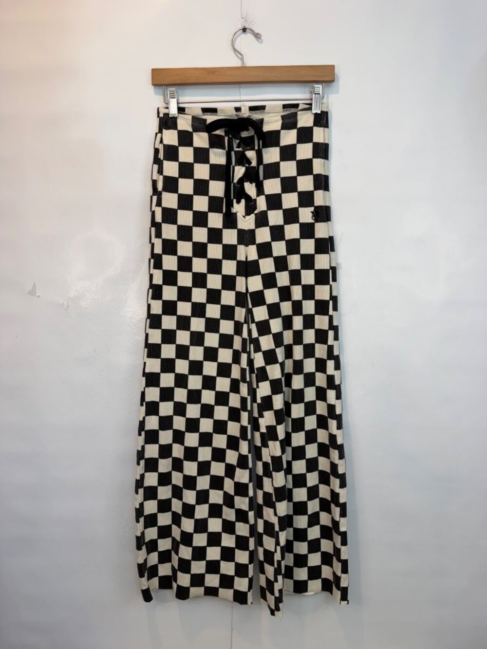 Hell Babes Women's Hell Bent Checkered Lace Up Lounge Pant Size Small Cropped**